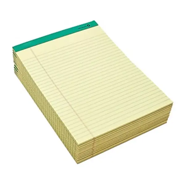 MyOfficeInnovations 100% Recy Perforated Notepads Canary 8-1/2" x 11-3/4" Wide Ruled 12/PK 815592