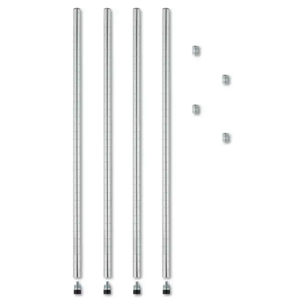 Alera Stackable Posts For Wire Shelving, 36" High, Silver, 4/Pack SW59PO36SR