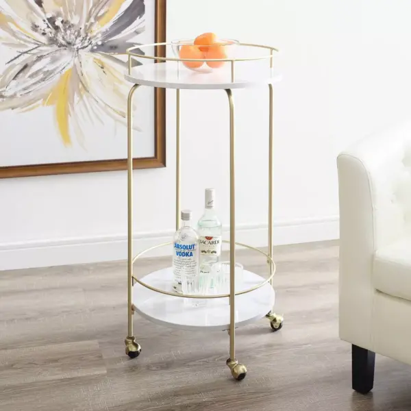 Faux Marble Modern Bar Cart White Marble - Saracina Home