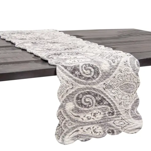 C&F Home 14" x 51"  Nazima Gray Cotton Quilted Reversible Table Runner 14x51