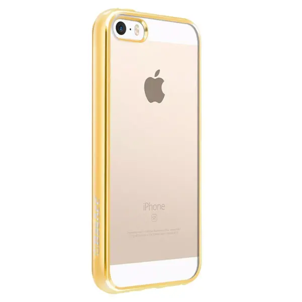 BasAcc Clear TPU Rubber Back Cover with Gold Chrome Edge Bumper Compatible with Apple iPhone SE / 5S / 5