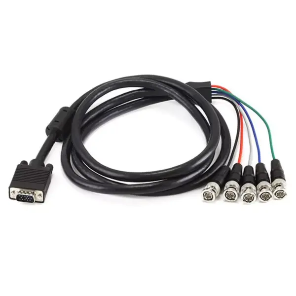 Monoprice VGA RGB Video Cable - 6 Feet - Black | HD-15 to 5 BNC for HDTV Monitor