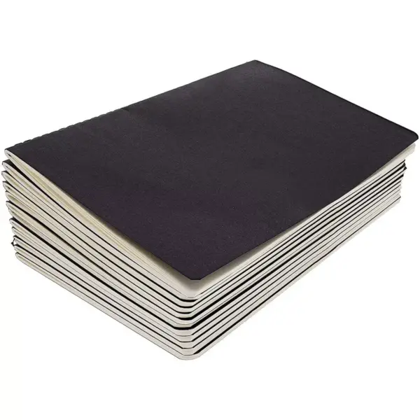 Paper Junkie 12-Pack Journal Bulk, Black Kraft Paper Cover Lined Notebook, A5 Sized, 5.5" x 8.5", 30-Sheet Each