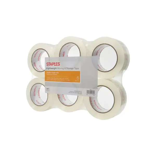 Staples 1.88" x 109 yds Lightweight Moving/Storage Packging Tape Clear 6 RL/PK ST-A22L-6