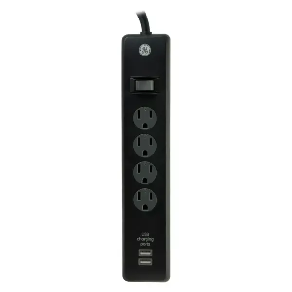 General Electric 4 Outlet Surge Protector Power Strip With 2 USB Ports