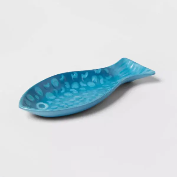 0.25oz Bamboo Melamine Fish Mini Snack Bowl Blue - Opalhouse™