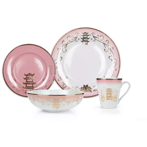 Robe Factory LLC Disney Princess 16-Piece Ceramic Dinnerware Set | Tiana, Rapunzel, Aurora, Mulan