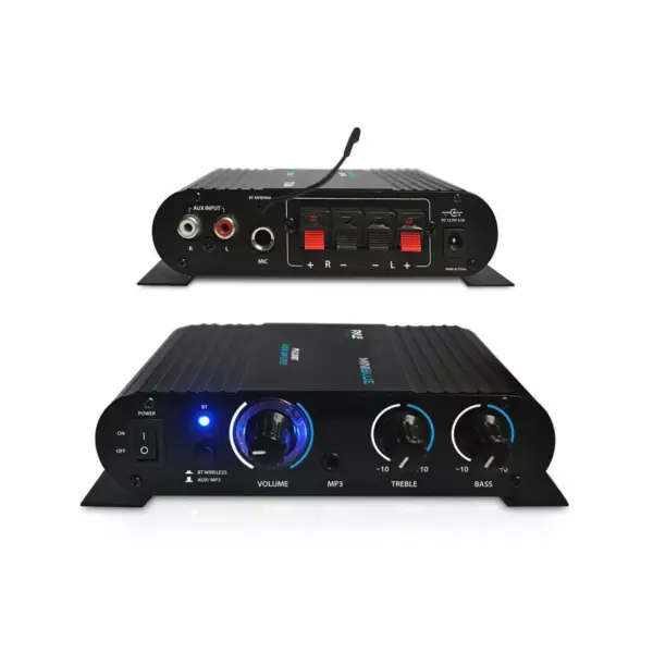 Pyle 90 Watt 8 Ohm Bluetooth Mini Blue Compact Home Studio Class T Amplifier