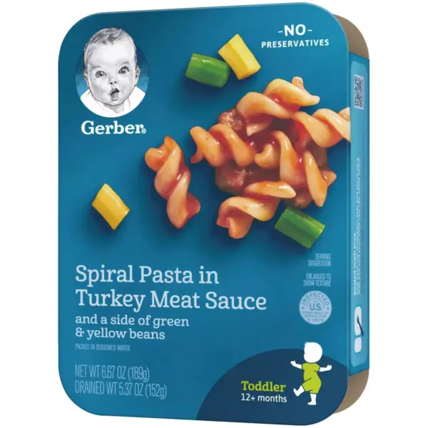 Gerber Lil' Entrees Spiral Pasta in Turkey Meat Sauce with Green and Yellow Beans - 6.67oz