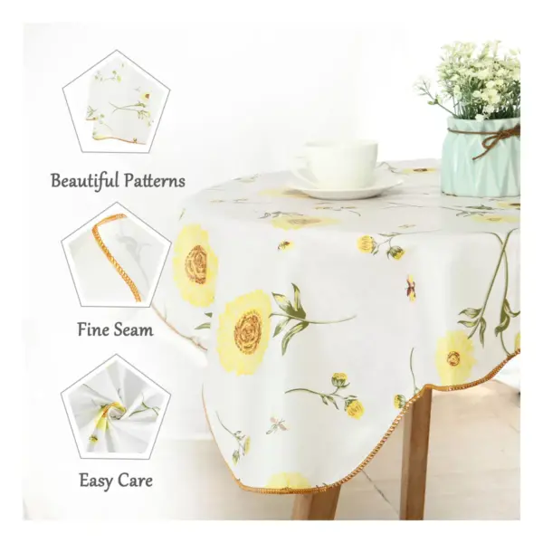 35"x35" Square Vinyl Water Oil Resistant Printed Tablecloths Yellow Sunflower - PiccoCasa