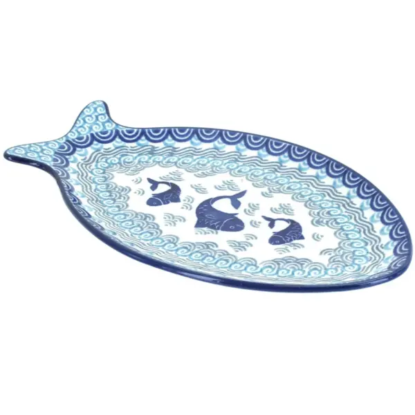 Blue Rose Polish Pottery Summer Fun Small Fish Platter