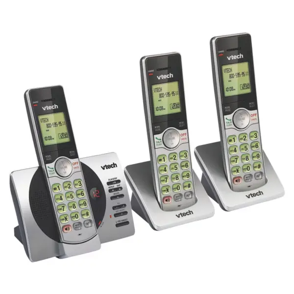 VTech CS6929-3 DECT 6.0 Expandable Cordless Phone with Answering Machine, 3 Handsets - Black/Silver