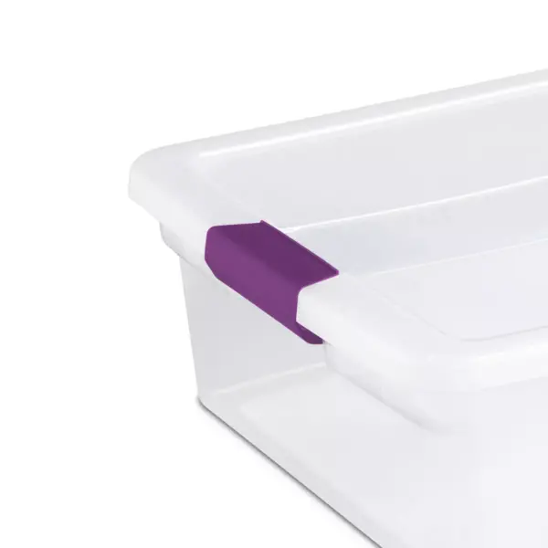 Sterilite 32qt Clear View Storage Bin with Latch Purple