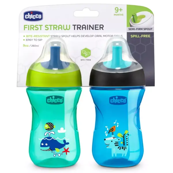 Chicco 2pk Sport Spout Trainer Cup 9+ Months - Blue/Teal - 9oz