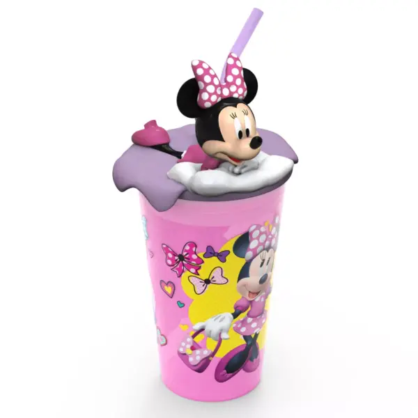 Mickey Mouse & Friends Minnie Mouse 15oz Plastic Cup With Lid And Straw Pink/Purple