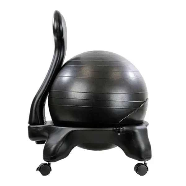 CanDo 30-1792 Ergonomic 20 Inch Plastic Exercise Ball Chair with Removable Back and Gliding Caster Wheels, Black