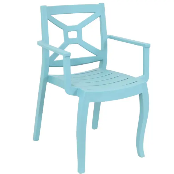 Sunnydaze Polypropylene Tristana Stackable Outdoor Patio Arm Chair, Blue