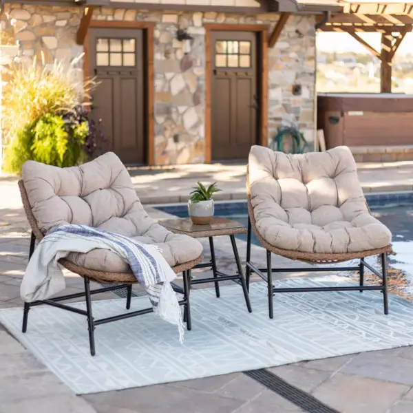 Papasan Scoop 3pc Outdoor Patio Chat Set - Saracina Home