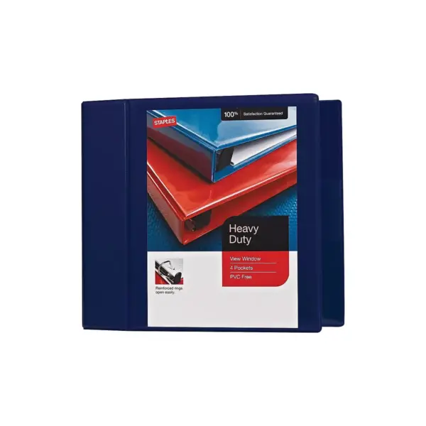 5" Staples Heavy-Duty View Binder with D-Rings Navy 976050