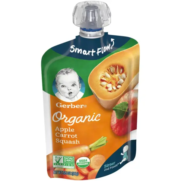 Gerber Sitter 2nd Foods Organic Apple Carrot & Squash Baby Food Pouch - 3.5oz