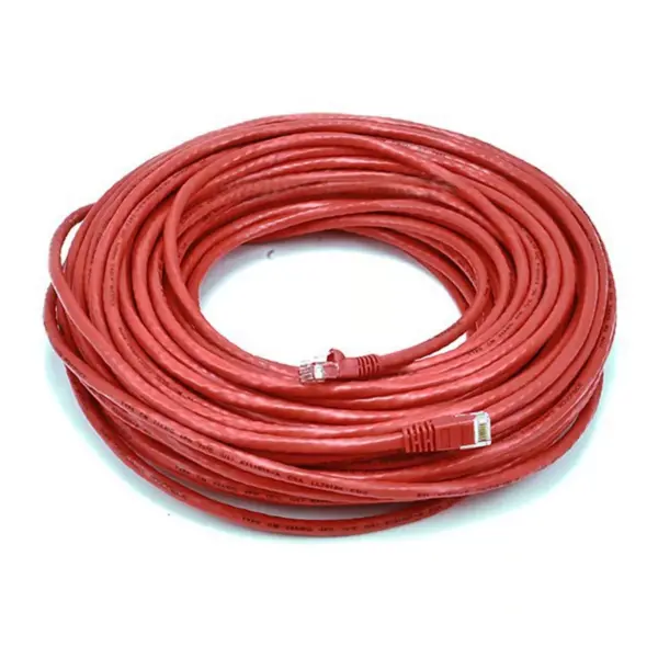 Monoprice Cat6 Ethernet Patch Cable - 100 Feet - Red | Network Internet Cord - RJ45, Stranded, 550Mhz, UTP, Pure Bare Copper Wire, 24AWG