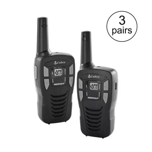 Cobra 16-Mile 22-Channel FRS/ GMRS Walkie Talkie 2-Way Radios | CX112 (3 Pairs)