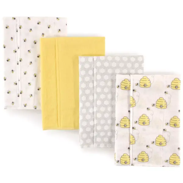 Hudson Baby Infant Cotton Flannel Burp Cloths 4pk, Bee, One Size