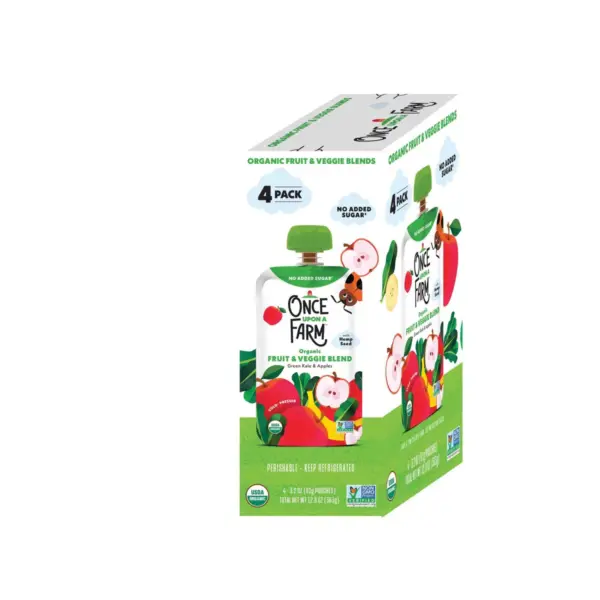 Once Upon a Farm Organic Green Kale and Apples Fruit & Veggie Blend - 4ct/3.2oz Pouches