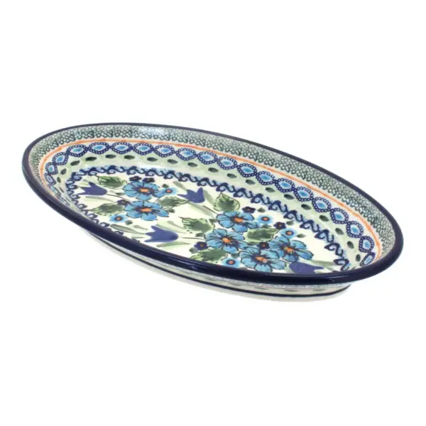 Blue Rose Polish Pottery Ballina Small Oval Platter