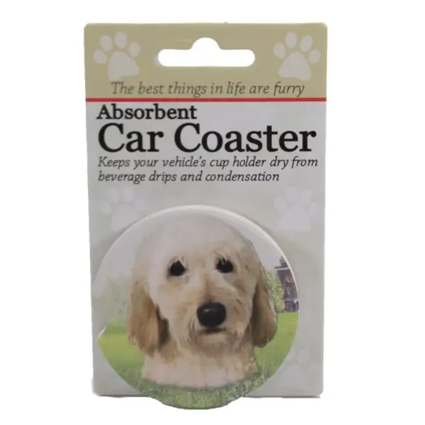 Car Coaster 2.5" Cream Labradoodle Car Coaster Absorbant E & S Pet  -  Coasters