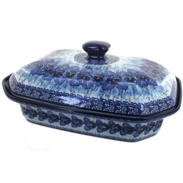 Blue Rose Polish Pottery Joanna Large Covered Baking Dish