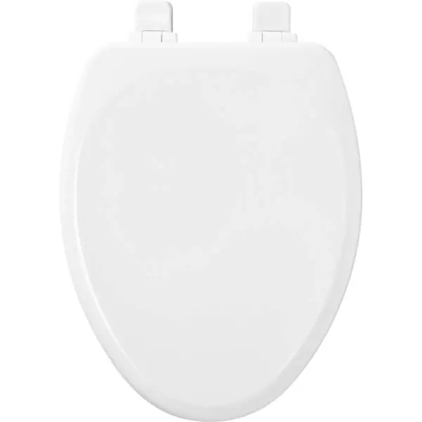 Lannon Never Loosens Elongated Enameled Wood Toilet Seat with Slow Close Hinge White - Mayfair by Bemis