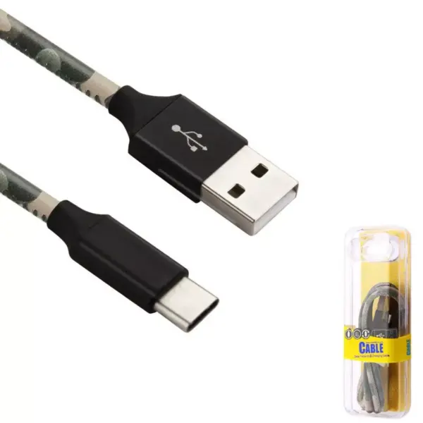 Type-C USB Leather Data Cable 3FT, Sea Camo