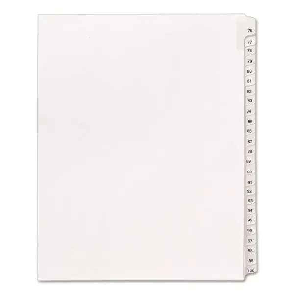 Avery Allstate-Style Legal Exhibit Side Tab Dividers 25-Tab 76-100 Letter White 01704