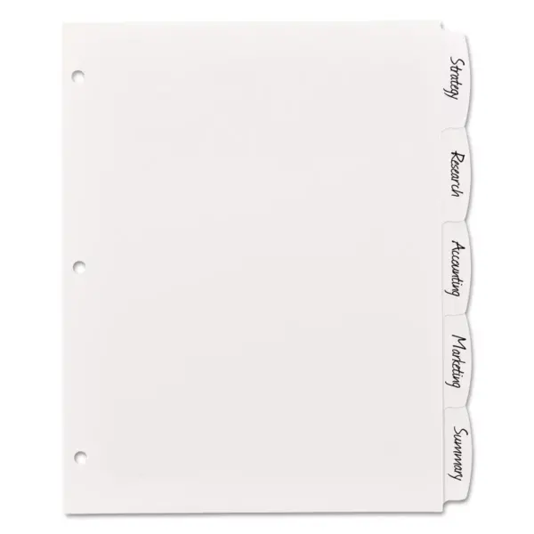 Avery Write-On Big Tab Plastic Dividers 5-Tab Letter 16370