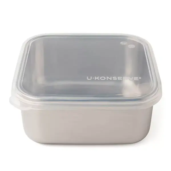 U-Konserve To-Go Stainless Steel Food-Storage Container Square 50oz - Clear Silicone Lid