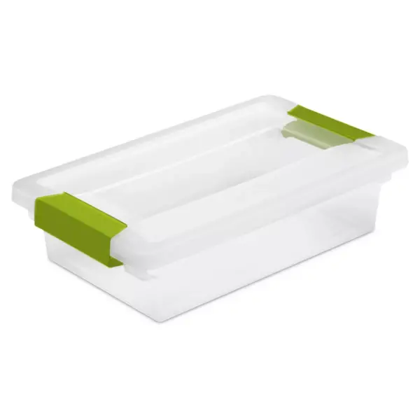 Sterilite Small Clip Box Clear with Green Latches