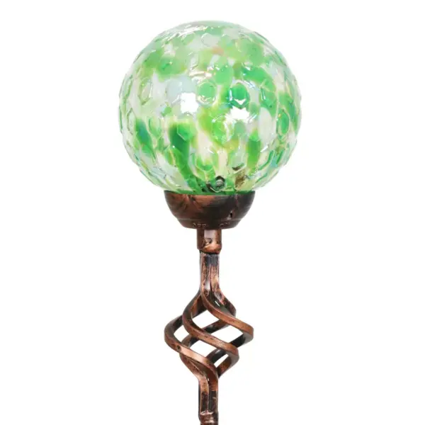 31" Solar Pearlized Glass Honeycomb Finial Resin Garden Stakes Green - Exhart