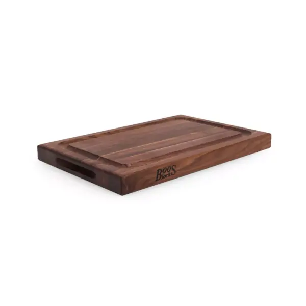 John Boos Reversible 18 Inch Wide 1.5 Inch Thick BBQ Barbecue Carving Cutting Board with Deep Juice Groove, 12 x 18 x 1.5 Inches, Walnut