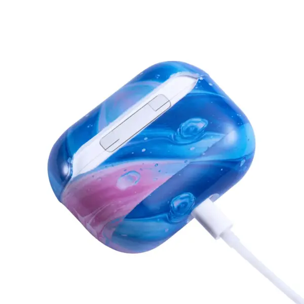 Insten Marble Case for Airpods Pro, Glossy Pattern Soft TPU Skin Cover Charging Case, Space Blue Pink