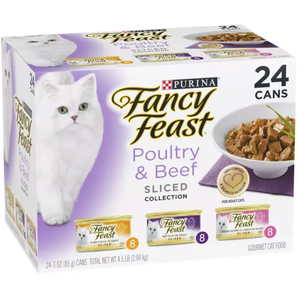 Purina Fancy Feast Sliced Poultry & Beef Collection Gourmet Wet Cat Food - 3oz/24ct Variety Pack