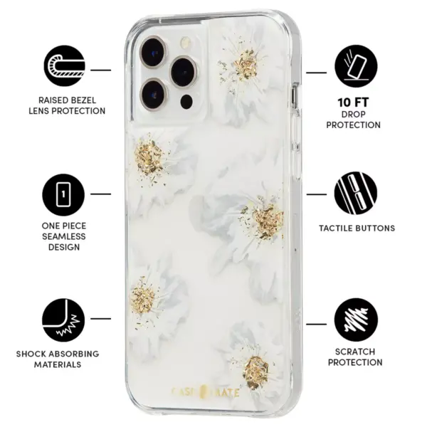 Case-Mate - KARAT - Case for iPhone 12 Pro Max (5G) - Gold Foil Accents - 10 ft Drop Protection - 6.7 Inch - Karat Floral