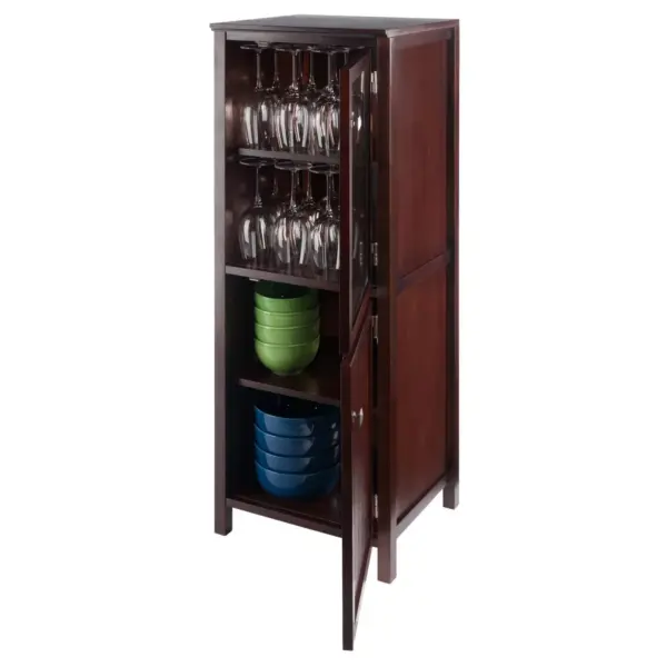 Brooke Cupboard with 1 Glass Door and 1 Cabinet Walnut - Winsome