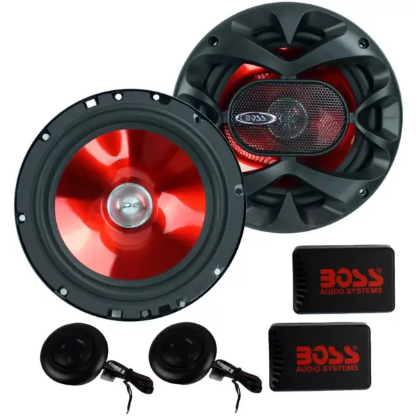 2) BOSS CH6CK 6.5" 350W Car 2 Way Component Car Audio Speakers System Red Stereo