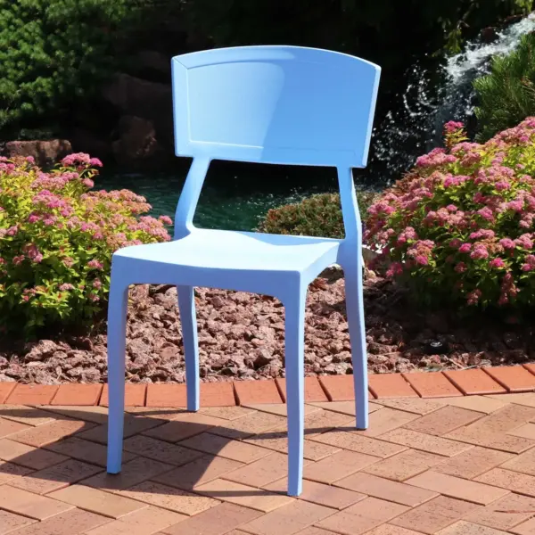 Sunnydaze Plastic All-Weather Commercial-Grade Elmott Indoor/Outdoor Patio Dining Arm Chair, Light Blue