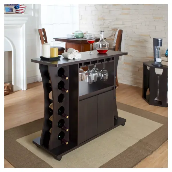 Claren Curved Standing Wine Rack Wood/Espresso - HOMES: Inside + Out