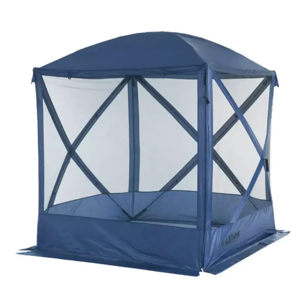 SlumberTrek 3036042LOW-VMI Flexion Lightweight Outdoor 4 Sided Pop Up Gazebo Canopy Shelter with Mesh Screen Netting and Carrying Bag, Navy Blue