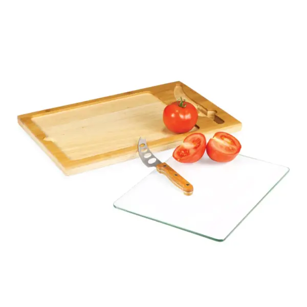 Rubberwood and Bamboo Iron Cheese Cutting Board - Picnic Time