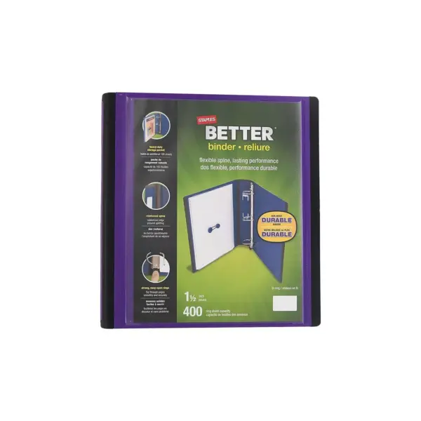 Staples 1.5" 3-Ring Better Binder Purple (19061) 827604