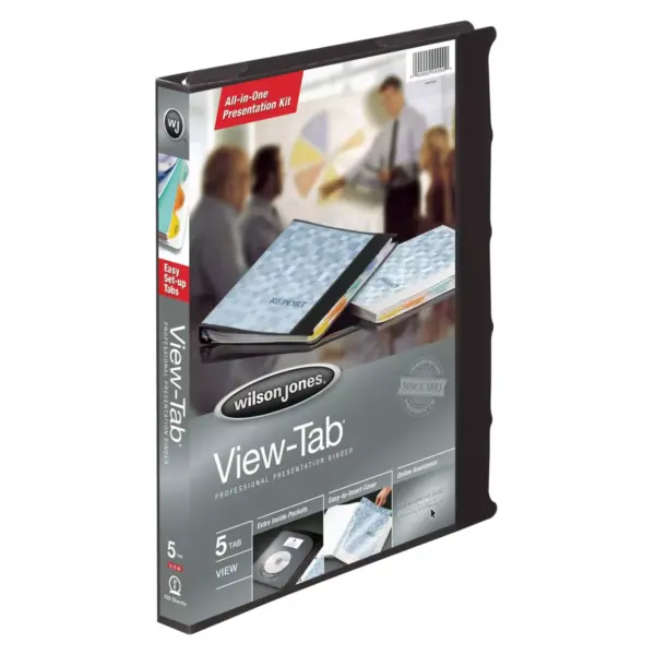 0.625" View-Tab Presentation Ring Binder with Flexible Cover 8.5" x 11" Black - Wilson Jones